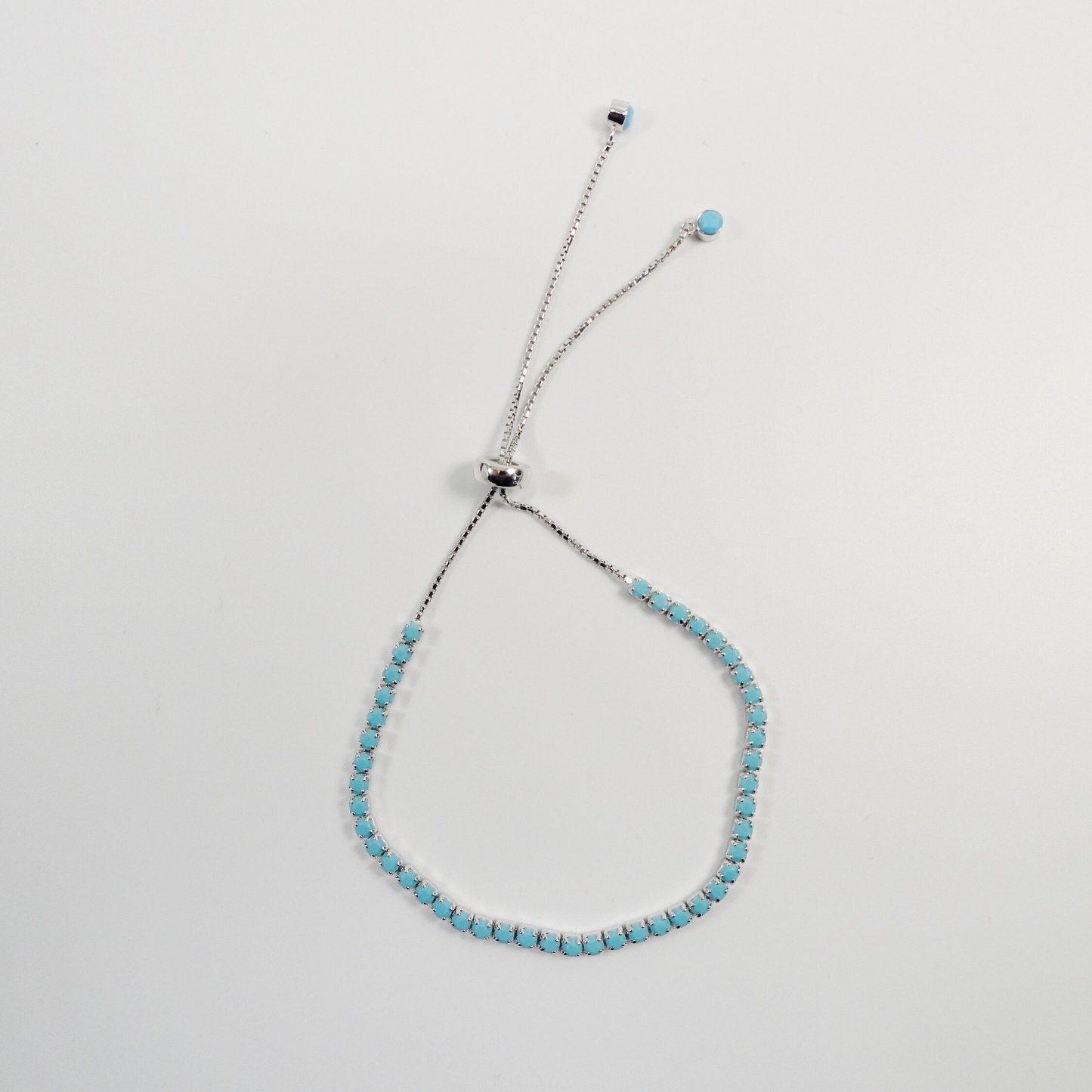 Adjustable turquois tennis bracelet real 925 sterling silver