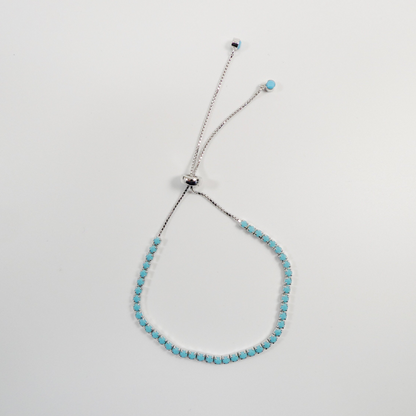 Adjustable turquois tennis bracelet real 925 sterling silver