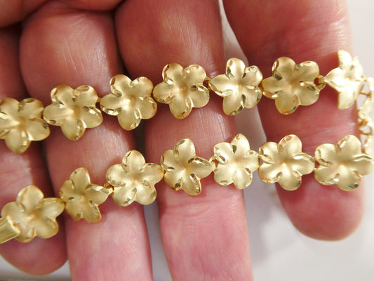 7 inch real 925 sterling silver flower 14k gold tone matt finish