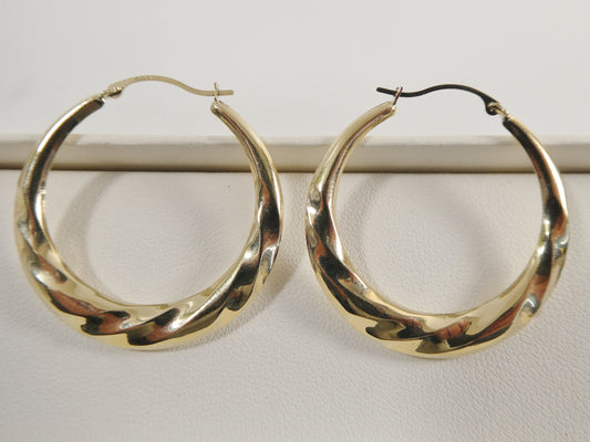 10k real solid yellow gold 32MM classic design hoop earrings