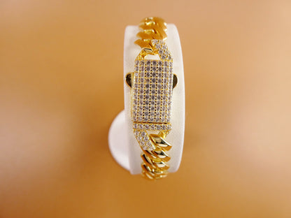 7 inch 14k yellow gold color Monaco bracelet over real solid 925 sterling silver