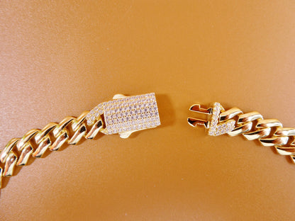 14k Yellow Gold Color Tone 9MM Monaco Necklace Over Real 925 Sterling Silver