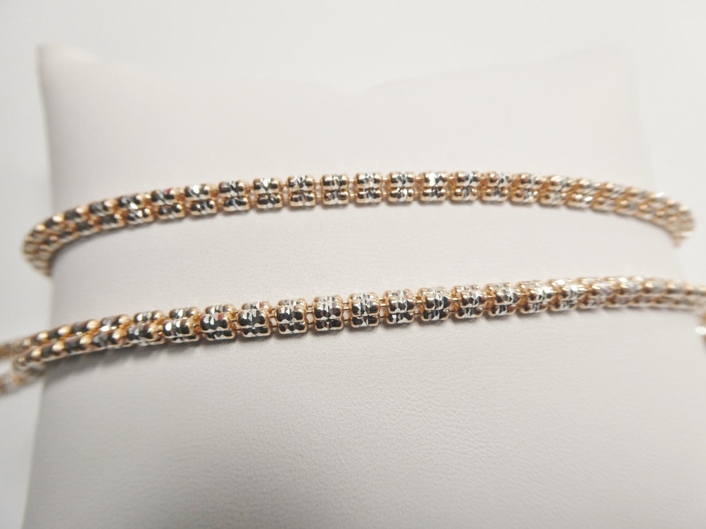 real 925 sterling silver 3 line diamond cut ice link rose gold chain necklace