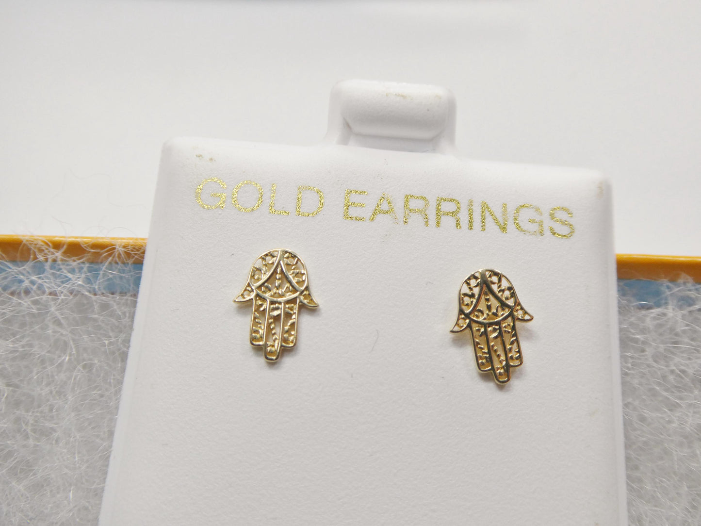 real 10k solid yellow gold tiny hand hamsa stud earrings dainty
