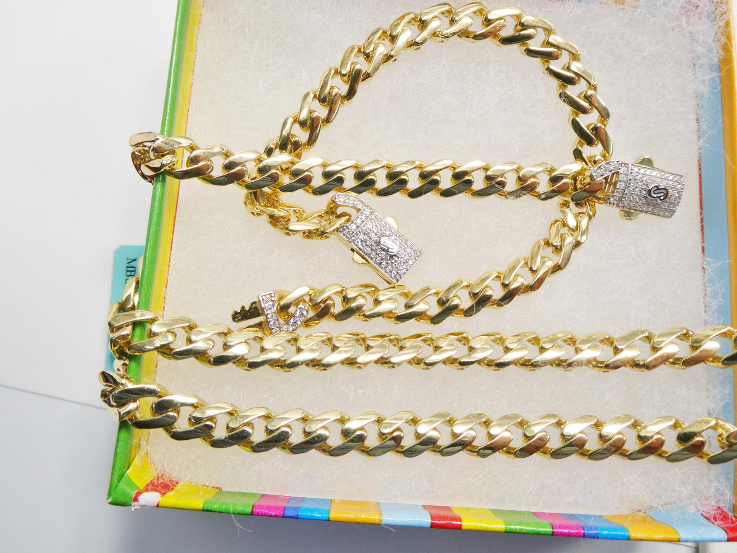 7mm Monaco link chain necklace bracelet moissanite real 925 sterling silver