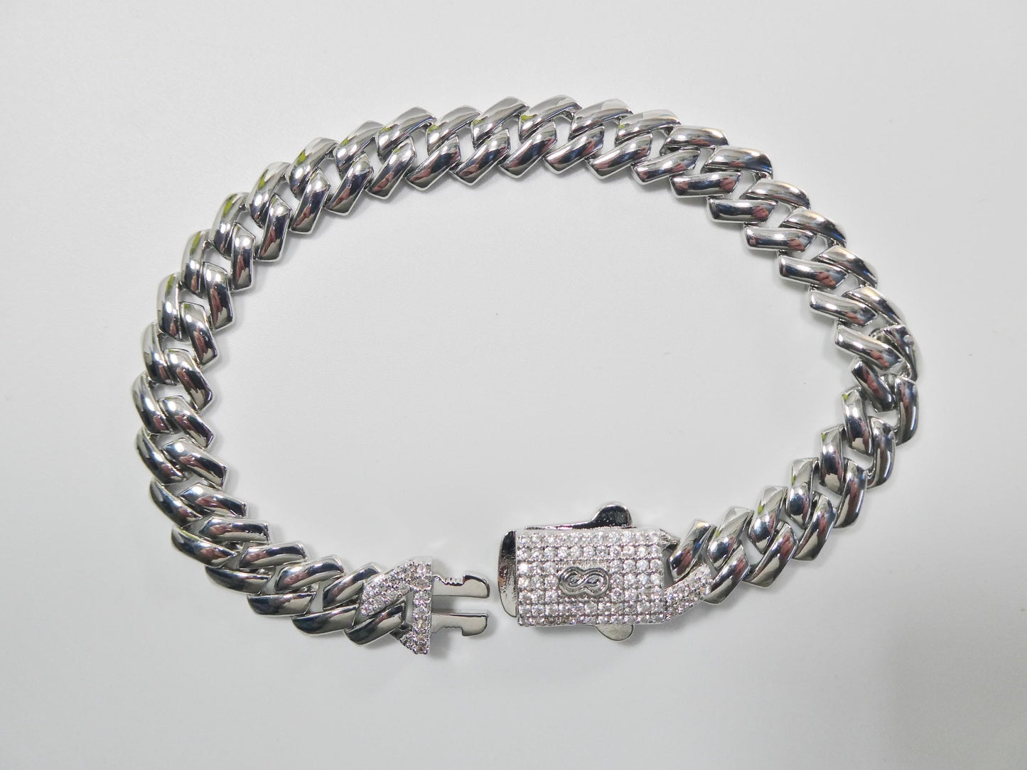 Monaco Cuban necklace brass rhodium plated 14k white gold filled 9mm