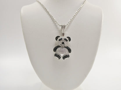 Real 925 Sterling Silver Teddy Bear Pendent and 2mm Moon Chain