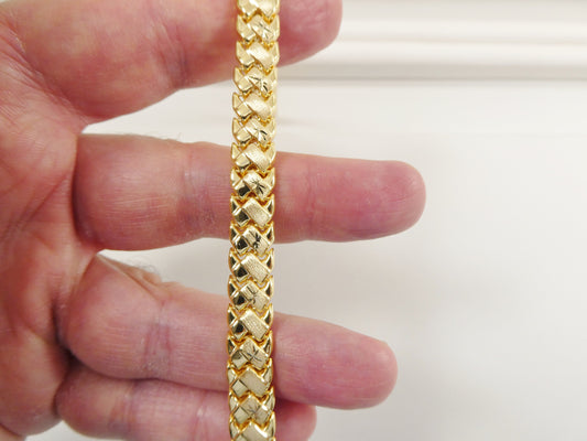 10 inch real 925 sterling silver basket anklet bracelet 14K yellow & white gold finish