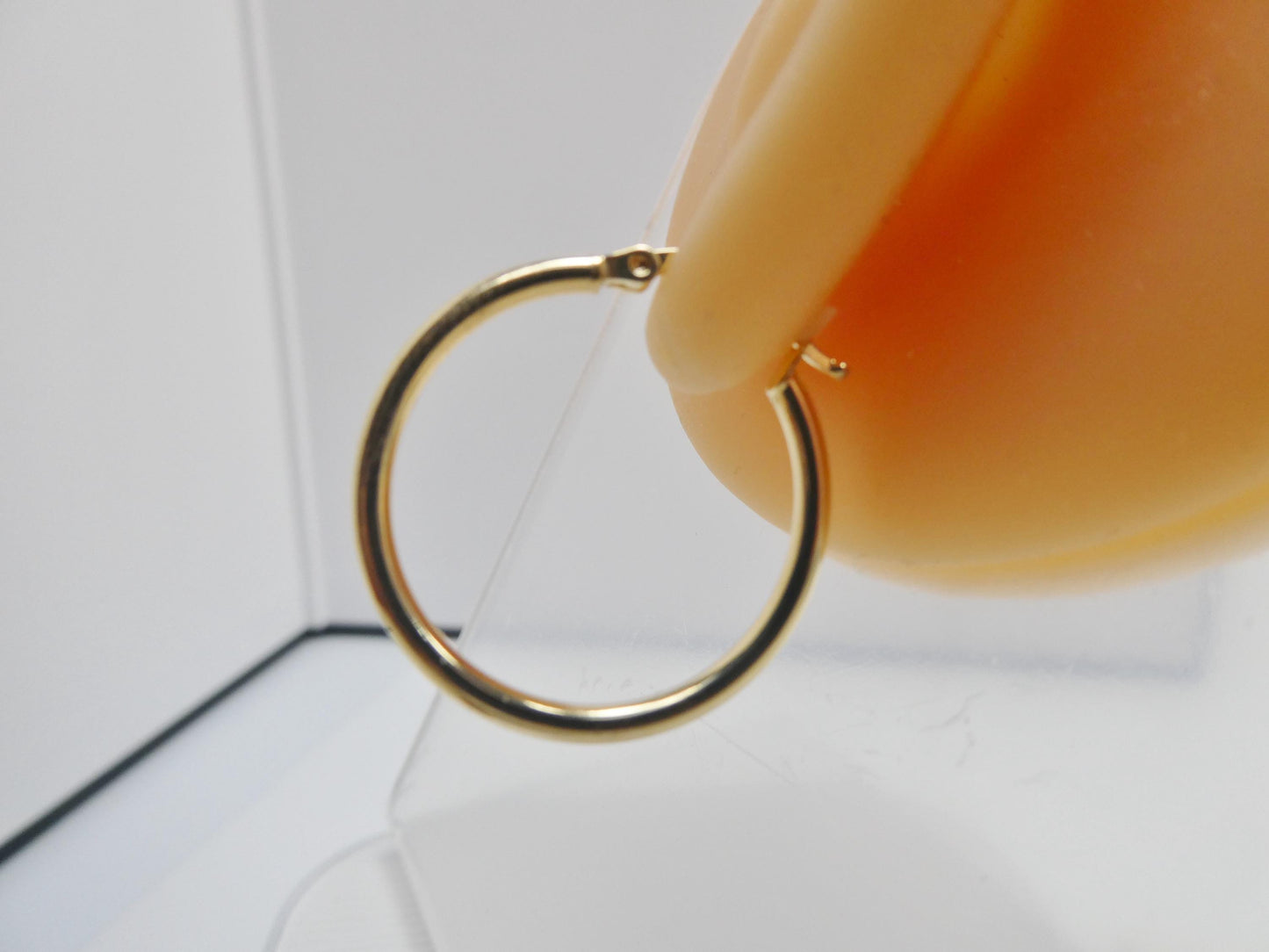 real 10k solid yellow gold plain high polish 25 / 30mm hoop huggie earrings