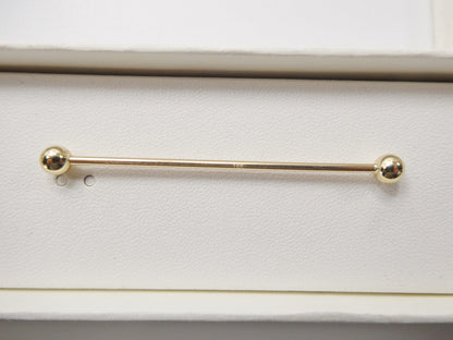 14k Real Solid Yellow Gold 60mm Straight Barbell Tongue Belly Button Ring Piercing