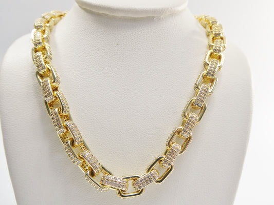 14k gold filled barrel link necklace 7.4mm  20"24" length