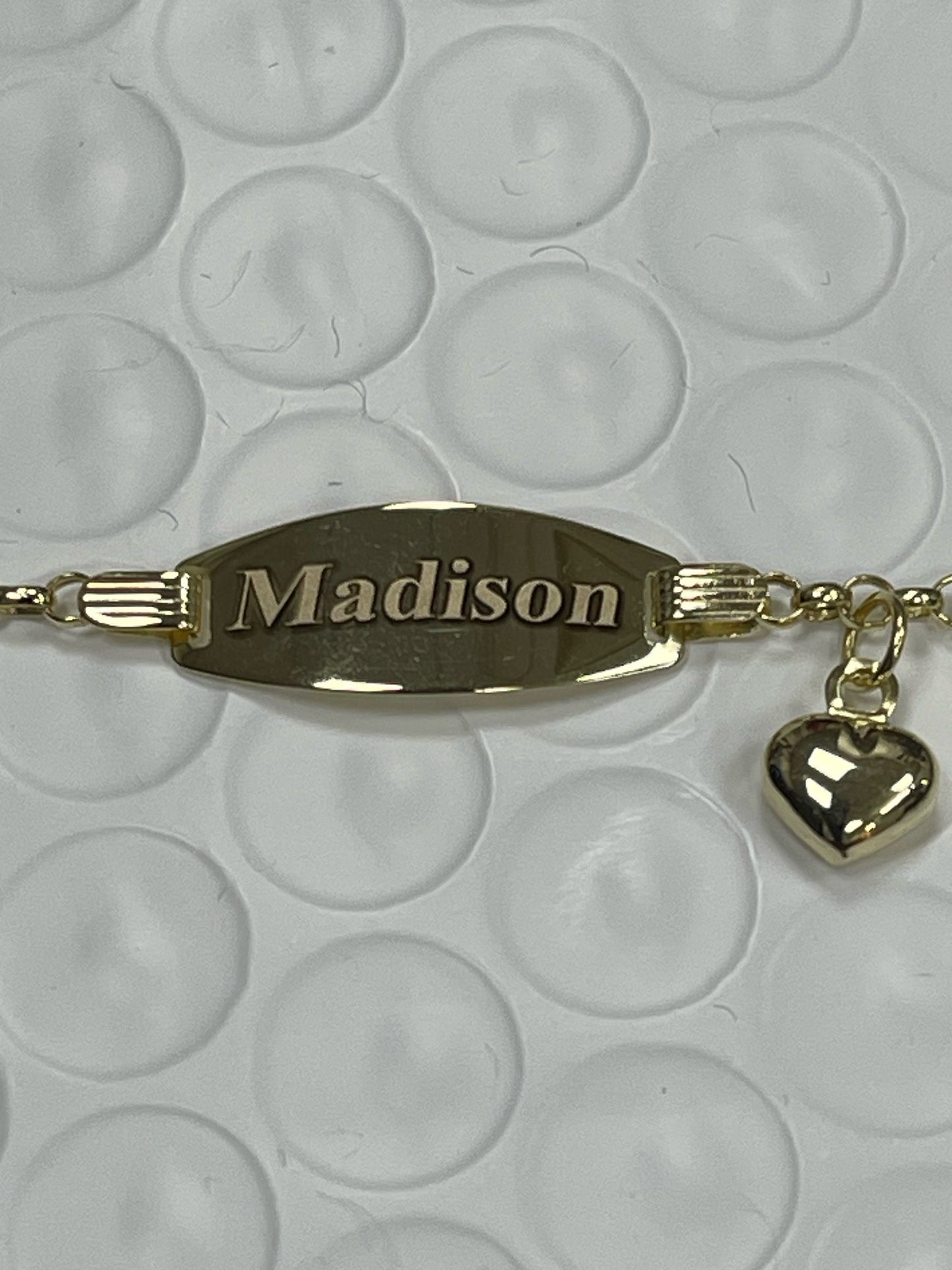 real 10k solid yellow gold 5.5/ 6.5 inch children/women heart dangling bracelet