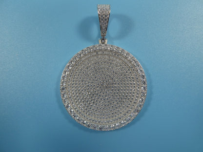 Real Solid 925 Sterling Silver Large Full Ice Circle Pendent