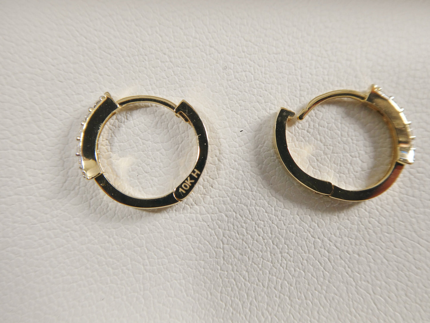 10k real yellow gold cz hoop huggie earrings daith