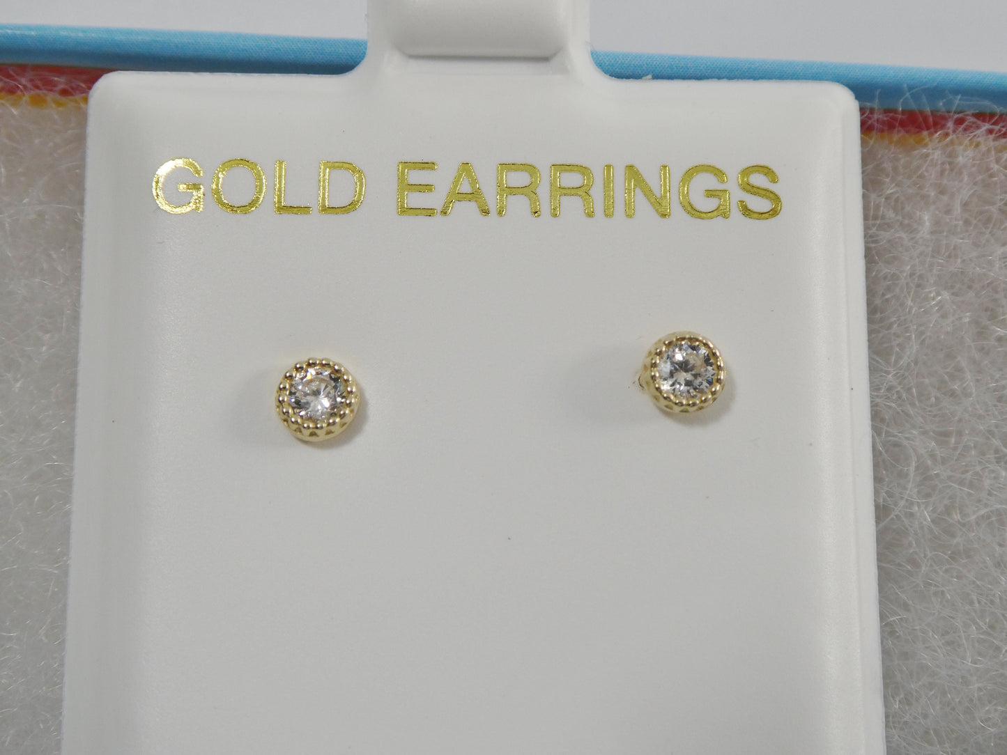 real 10k solid yellow gold push post 3mm stone small stud earrings