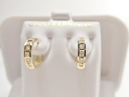Real 10k Solid Yellow Gold Designer Hoop Huggie Earrings