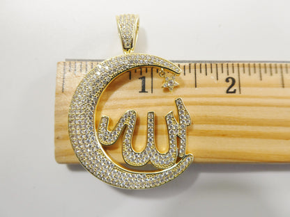 Real 925 Sterling Silver Large Muslim Allah Pendent Charm