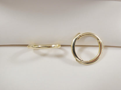 Real 10k Solid Yellow Gold 12mm High Polish Plain Hoop Huggie Earrings