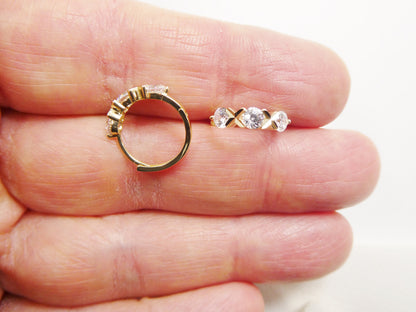 Real 10k Solid Yellow Gold XO Hoop Huggie Earrings