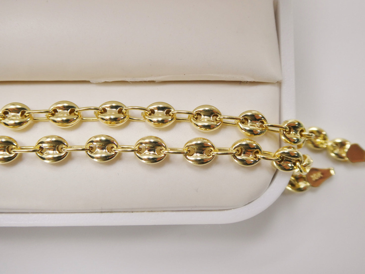 real 10k solid yellow gold 5.5/6/ 6.5 inch children/women puffed mariner bracelet