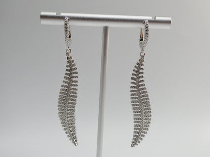 Real 925 Sterling Silver Micro Pave Setting 14k White Gold Color Finish Drop Earring