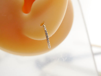 14k Real Solid Yellow Gold CZ Hoop Earring Cartilage Daith Ring Piercing