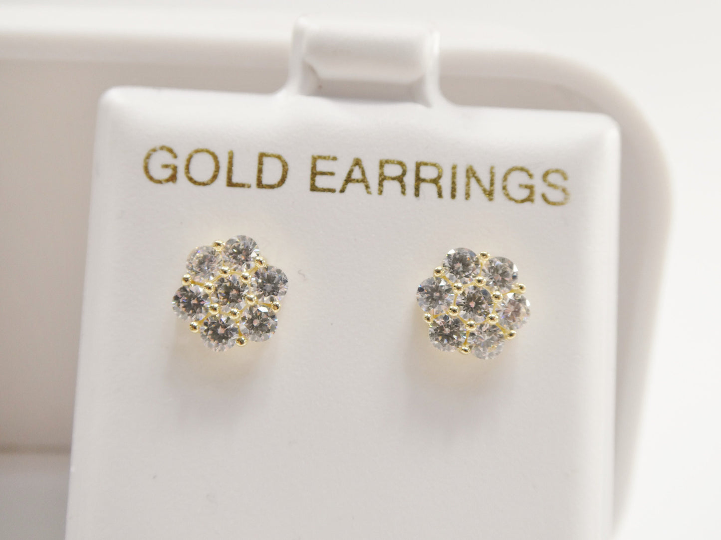 real 10k solid yellow gold 7mm flower push post stud earrings