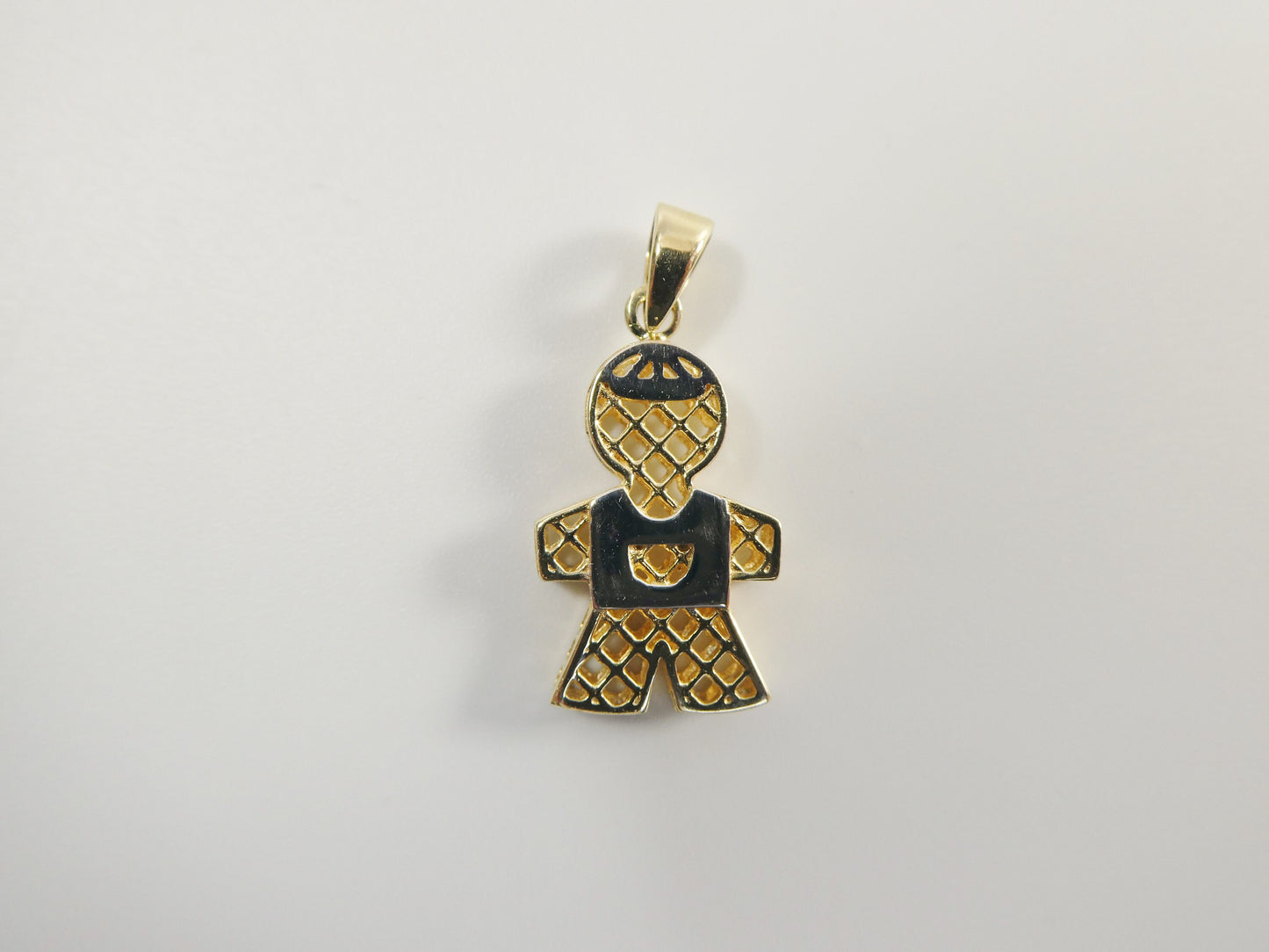 14k real solid yellow gold two tone boy girl charm pendent
