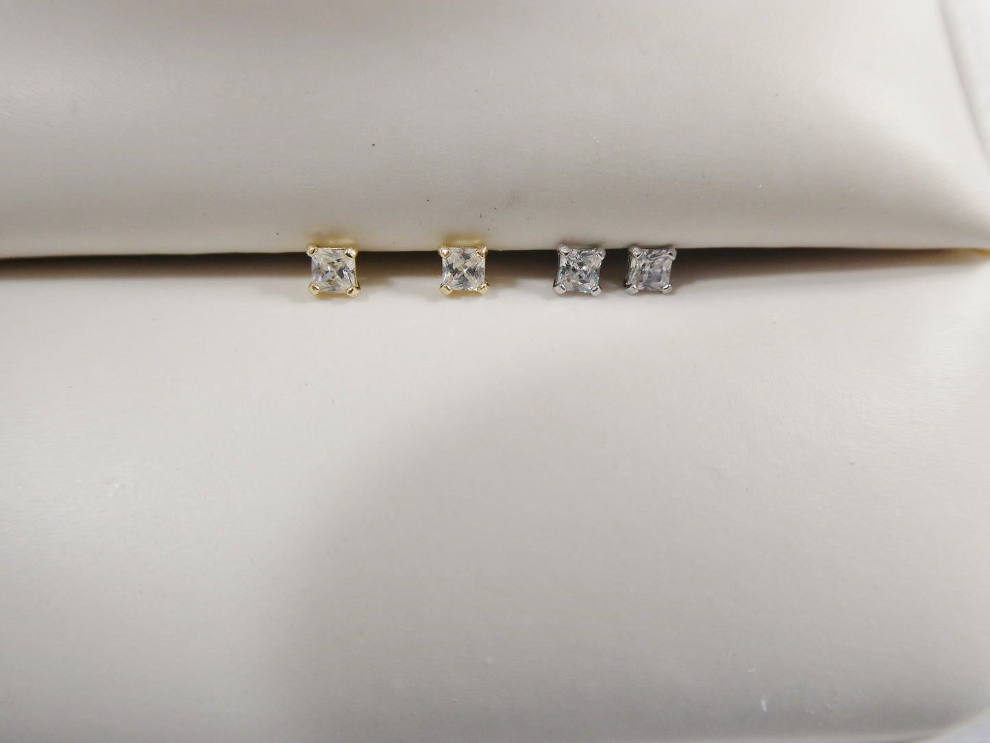 10k real solid yellow gold push post pair 2MM square nose earrings