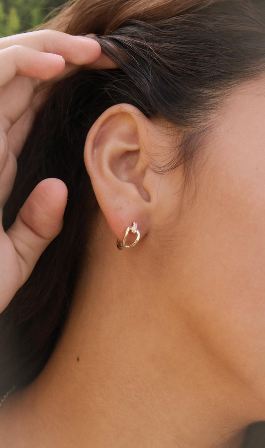 real 10k solid yellow gold buckle hoop huggie earring