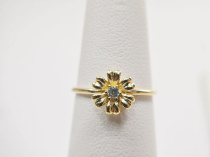 Real 10k Solid Yellow Gold Women's Classic Micro Pave Setting Ring