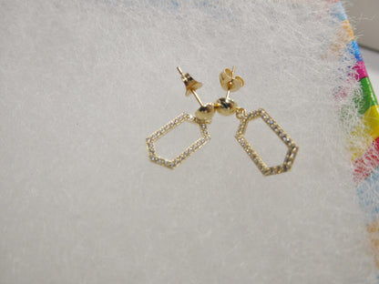 Real 10k Solid Yellow Gold Design Paperclip Push Post Earrings