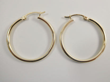 Real 10k Solid Yellow Gold Plain High Polish 30mm Hoop Earring