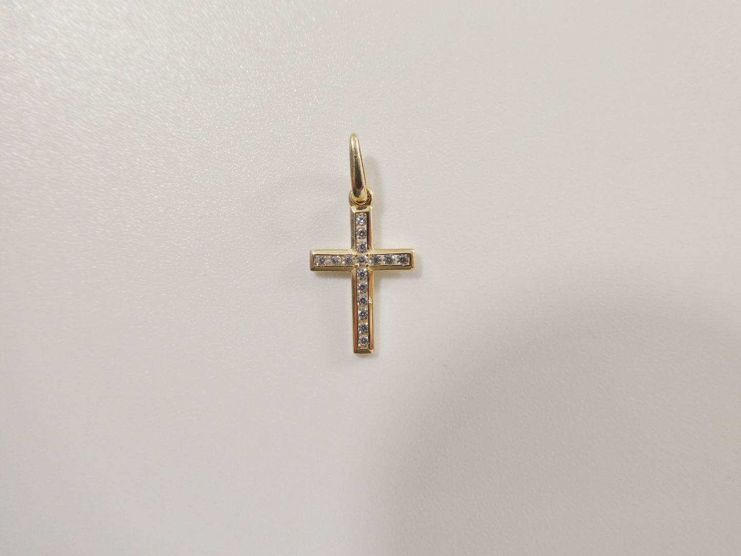 14k real solid yellow gold cross pendent and cable necklace