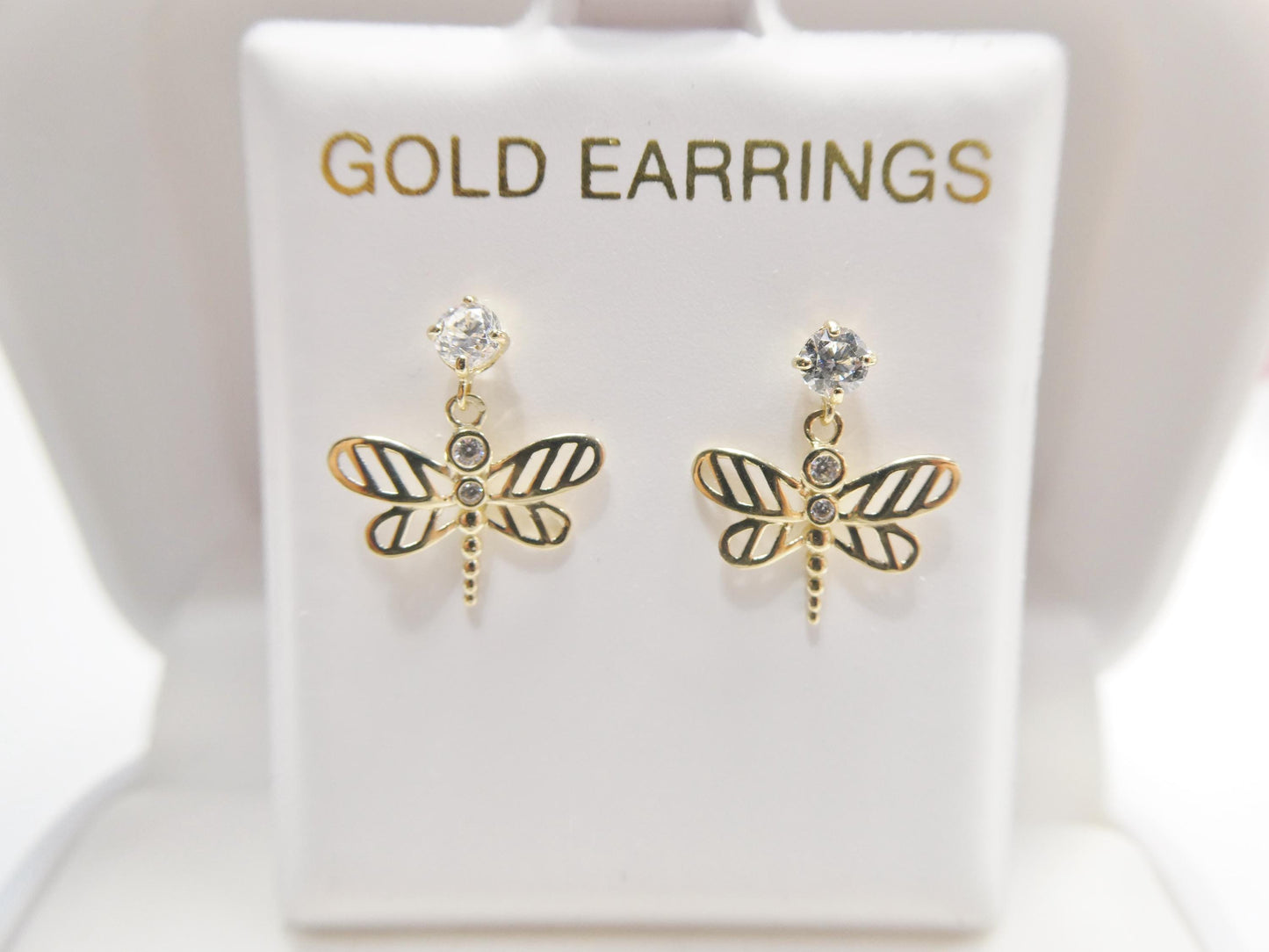 real 10k solid yellow gold butterfly push post earrings