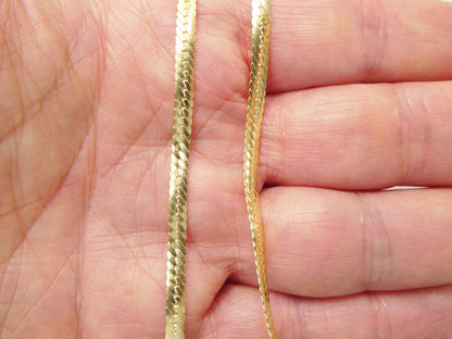 Real 925 Sterling Silver Puff Herringbone 10 Inch Anklet 14k Yellow Gold Finish