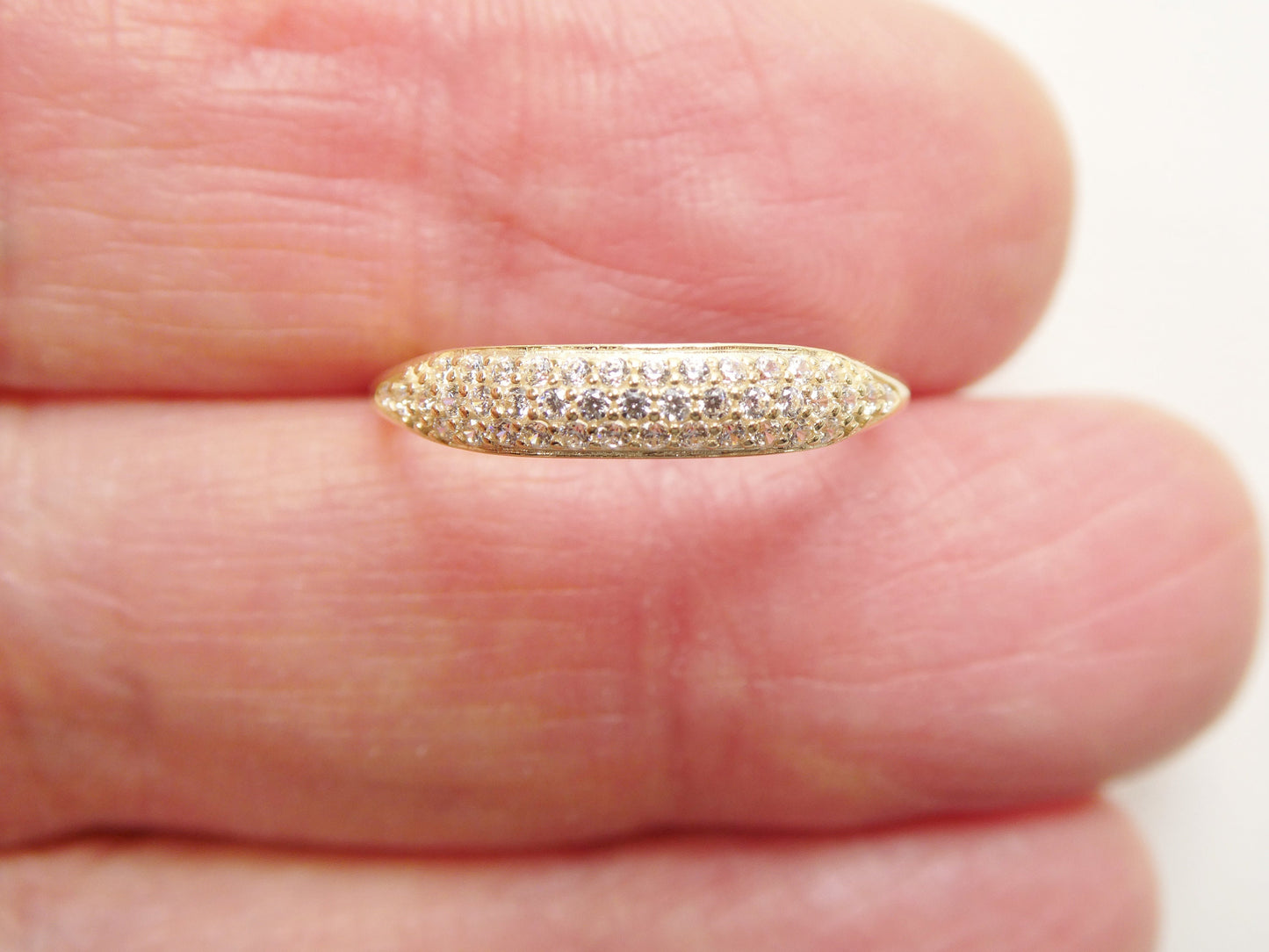 real 10k solid yellow gold women's classic micro pave setting ring