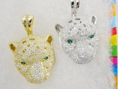 Real 925 Sterling Silver Full Stone Setting Large Panther Pendent
