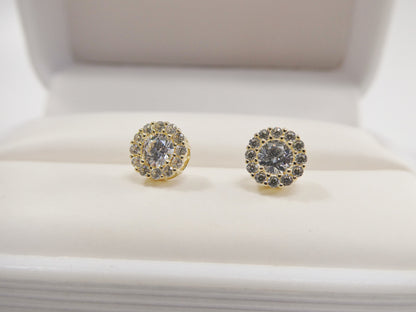 Real 10k Solid Yellow Gold Push Post Circle Stud Earrings