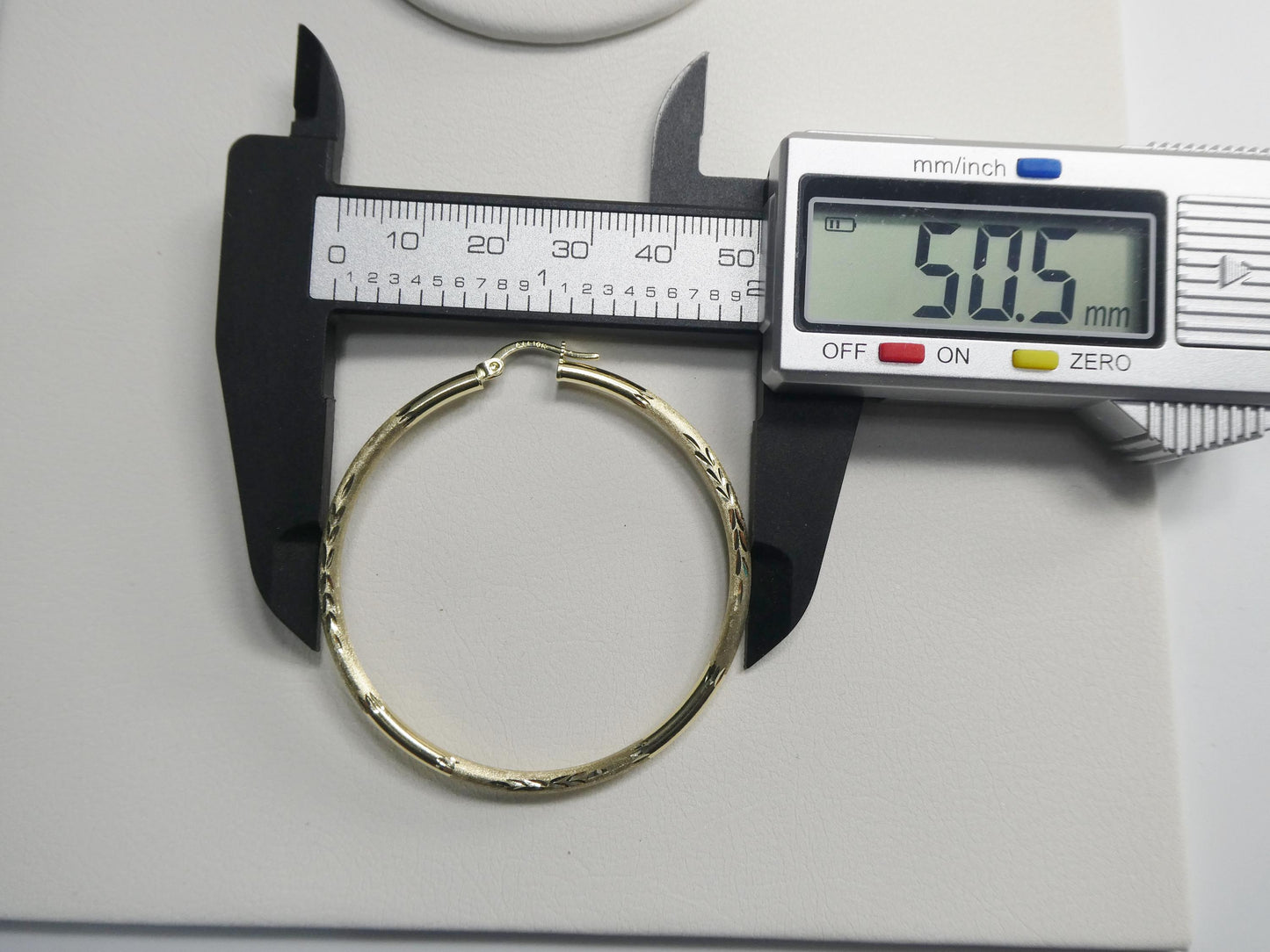 10k real solid yellow gold diamond cut hoop 50mm earrings