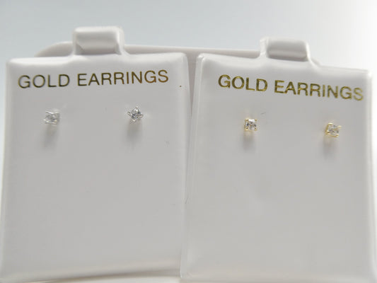 10k real solid yellow gold push post pair 2MM square nose earring