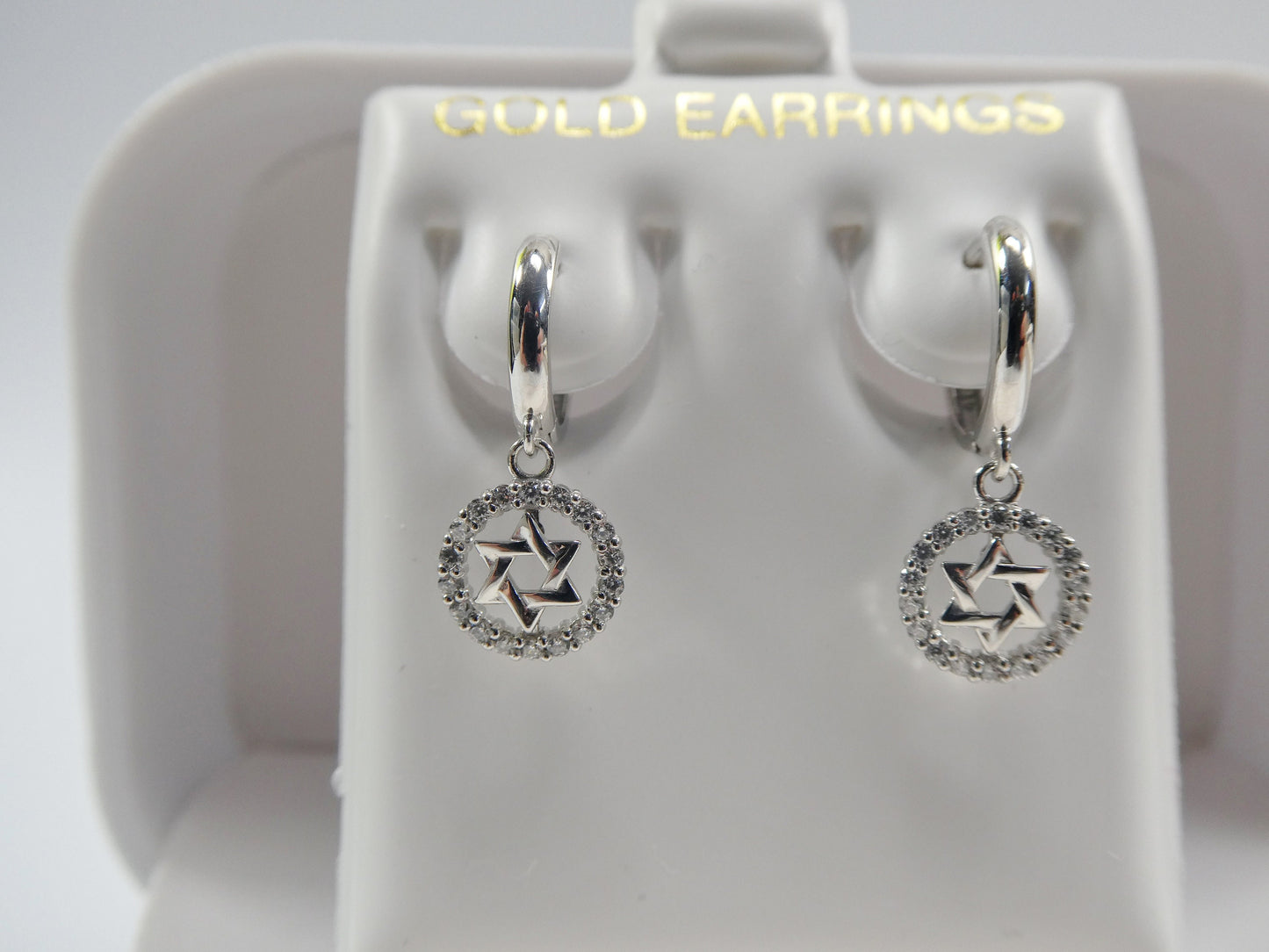 10k real solid gold star David dangle on plain huggie fancy earrings