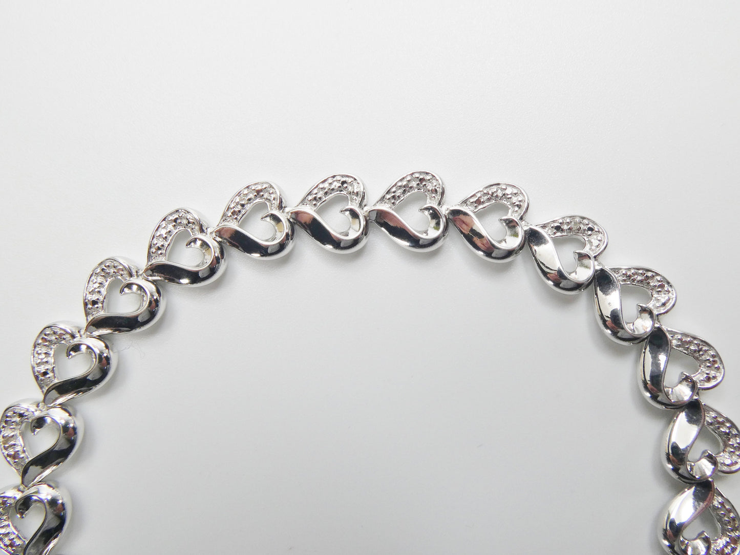 real  925 sterling silver heart diamond bracelet