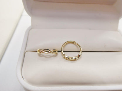 Real 10k Solid Yellow Gold Designer Hoop Huggie Earrings