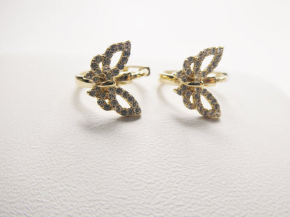 Real 10k Solid Yellow Gold Butterfly Hoop Huggie Earring