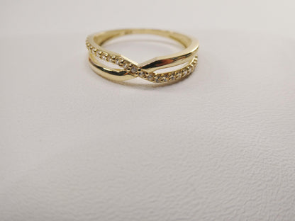 Real 10k Solid Yellow Gold Women's Classic Micro Pave Setting Ring