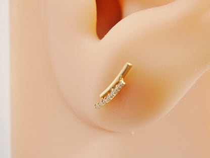14k Real Solid Yellow Gold Helix Cartilage Earring