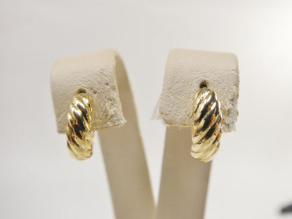 Real 10k Solid Yellow Gold Designer Hoop Huggie Earrings