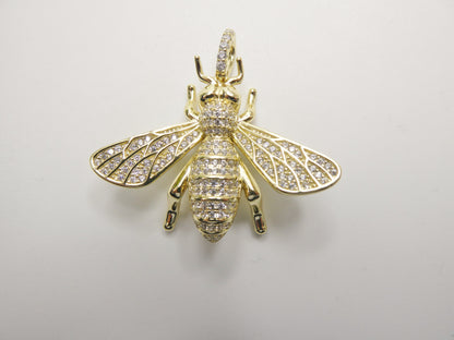 Real Solid 925 Sterling Silver Large Honey Bee Pendent