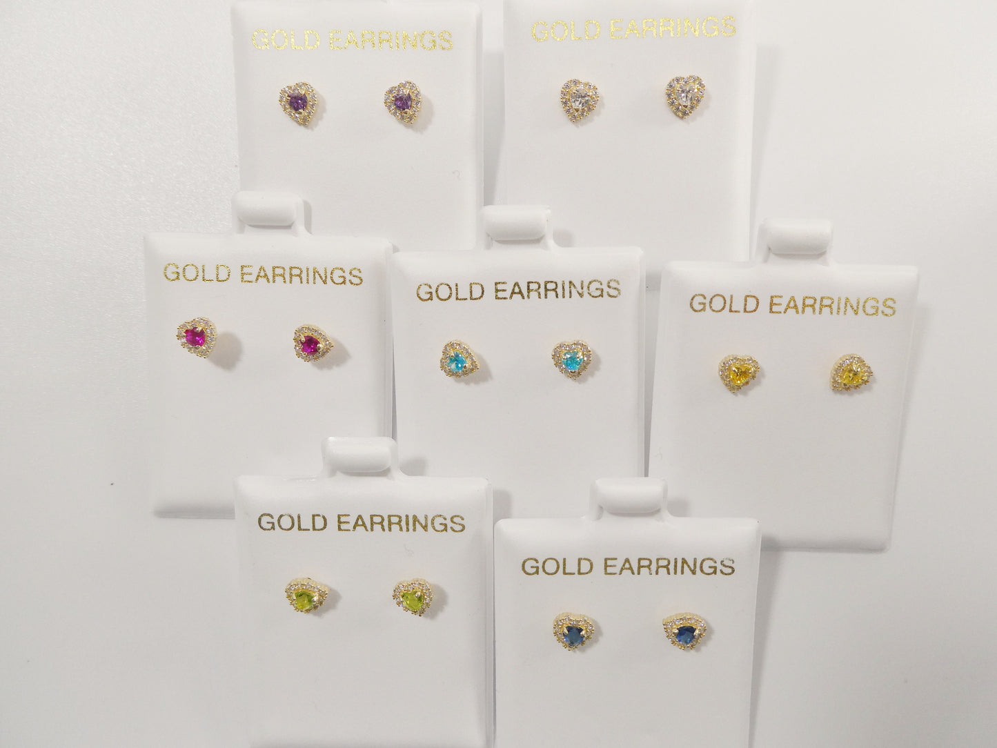10k real solid yellow gold screw back children birth stone earrings heart shape